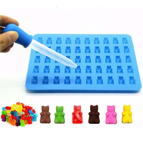 Is/Chokolade/Geléform med 50st Gummibjørne inkl. pipette