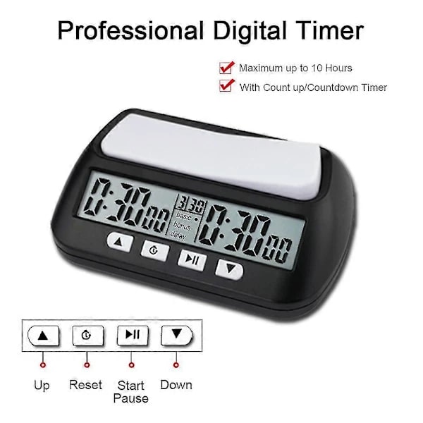 3-i-1 Multipurpose Bærbar Professionel Skakklokke Digital Skaktimer Spiltimer