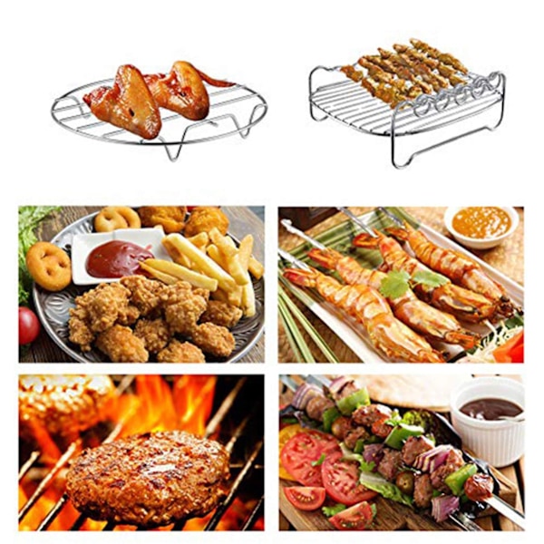Airfryer Tillbehör - Airfryer Ställ Set, Mångsidigt Dubbellagers Ställ med Spett, Kompatibelt för XL Power Airfryer Philips