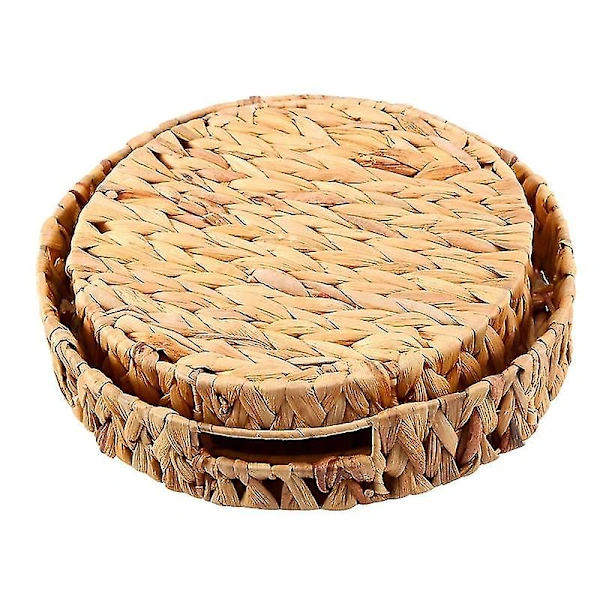 2 stk Runde Sengbrett av Sjøgress Sett 33cm + 28cm Diameter Fruktskål