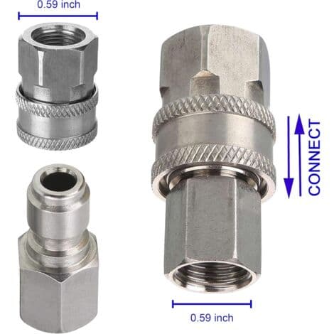 Adaptersæt til højtryksrenser, 3/8 tommer lynkoblingssæt, hunfitting, rustfrit stål, 5000 PSI