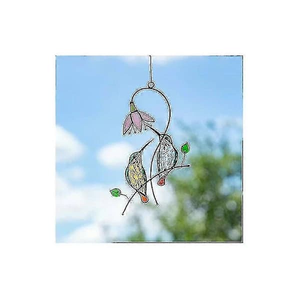 Window Hanging Decoration Blue Bird Stained Glass Suncatcher Window Decor