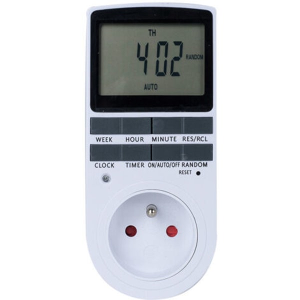 Digital Programmerbar Stikkontakt, Daglig/Ukentlig Digital Timer, Elektrisk Uttaksprogrammerer med LCD-Skjerm og Tyverisikringsmodus, Energisparing, 16A/3