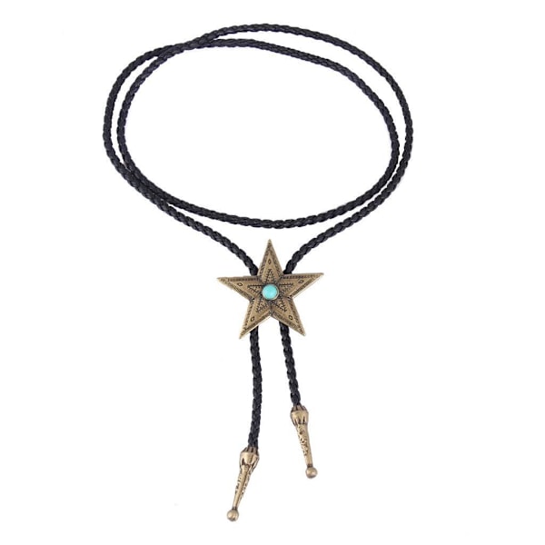 1/2/5 Svart PU-Lær Western Cowboy Rodeo Bolo Tie Bola Antikk Messing 104cm Antique Brass 104cm 1Set