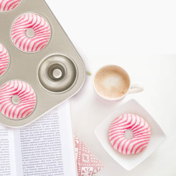 Donutformar Set om 2, Non-stick Små Mini Donut Bakformar, Kolstål Donut Bakplåt Bagelform för 6 Donuts