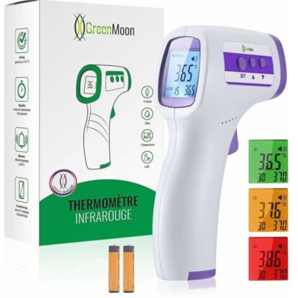 Panntermometer Vuxen Infraröd Termometer, Beröringsfri Termometer, LCD-skärm, Minnesfunktion, Infraröd Termometer för Barn, Vuxna, Föremål
