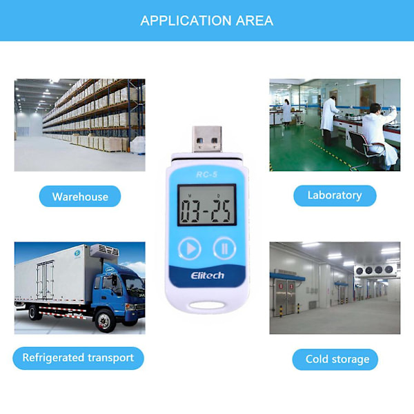 TS-Elitech Rc-5 Högprecisions Digital USB Temperaturdataloggare Kompatibel Lagerförvaring Kyltransport Laboratorium