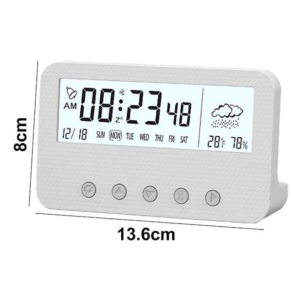 LED Electronic Alarm Clock Simple Clock Student Children Bedside Clock White white