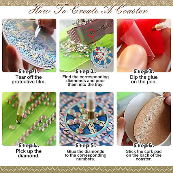 8 stk Diamantmaleri-underlag med holder, DIY Mandala-underlag Diamantmalerisett for nybegynnere og voksne C no holder