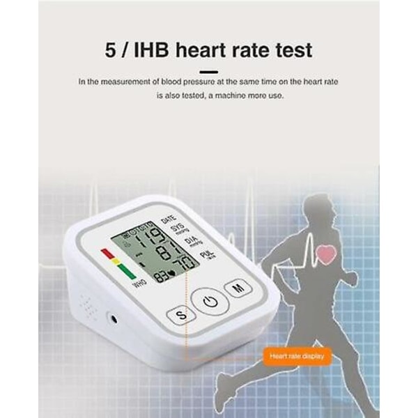 Digital Automatisk Blodtryksmåler Overarm Bp Maskine Hjertefrekvens