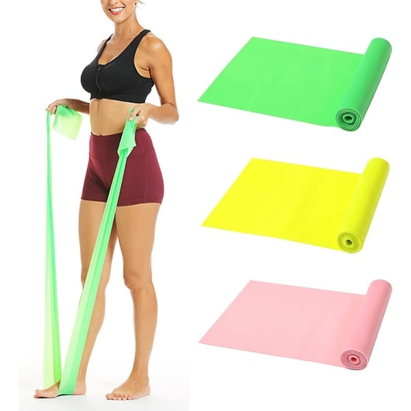 Motståndband 3-pack 5 fot Lång elastisk träningssträckrem för sjukgymnastik, rehab, yoga