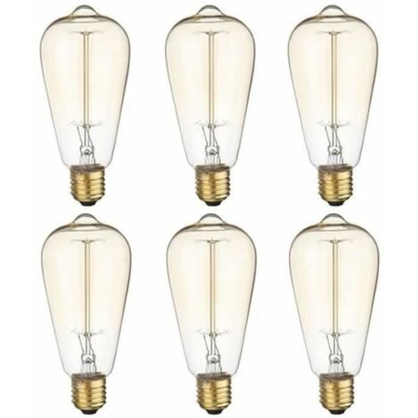 6x E27 60W Edison Glødelampe 220V ST64 Retro 64mm x 140mm