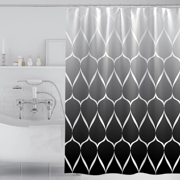 Moderne badeværelsesforhæng, polyester vandtæt, sort grå, 180x180cm