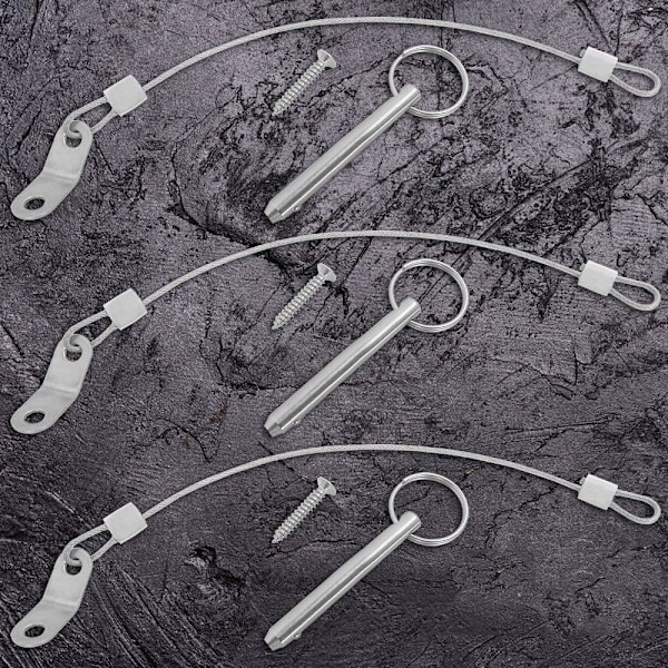 Set med 4 snabbkopplingsstift, 6,3 mm toppstiftdiameter, 51 mm total längd, 40 mm effektiv längd med 316 rostfri stålvajer