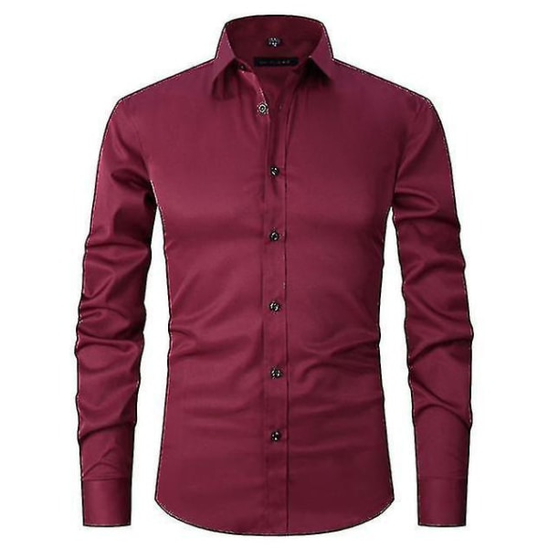Casual för män Långärmad Slim-fit formell skjorta 6 färger att välja mellan red 39