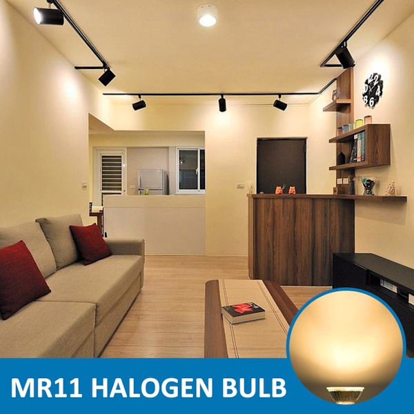 MR11 Halogenpære 12V 35W Dimbar, Varmhvit 2700K, GU4 Halogen Reflektor Spotlight for Skap, Landskapsbelysning, 6-pakning