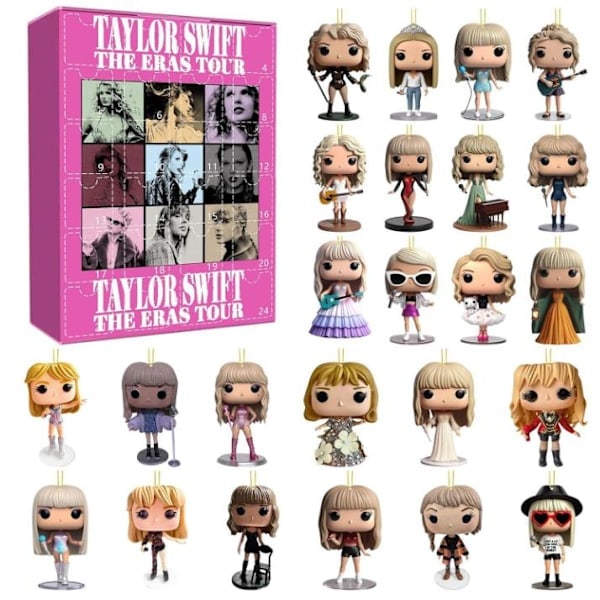 Julekalender med Taylor Swift til 2024 - 24 Dages Julekalender Nedtællingskalender Ornament Jule nøglering Gaveidé Musikelskere A