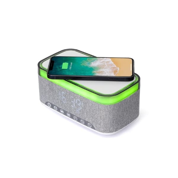 TS-Digital Alarm Clock with Speaker, Wireless Charging and RGB Night Light - Grey