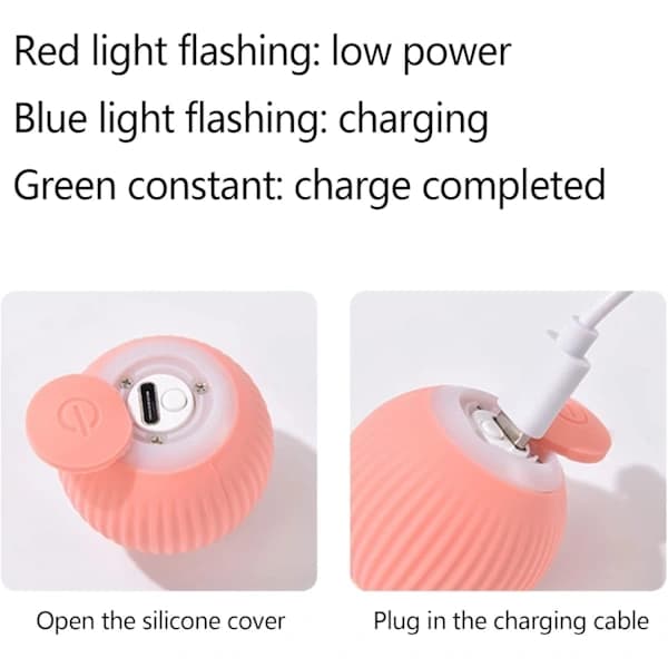 Interaktivt Kattelegetøj - Smart USB Genopladelig Kattebold - Kattelegetøj med Lys - Gave - Blå
