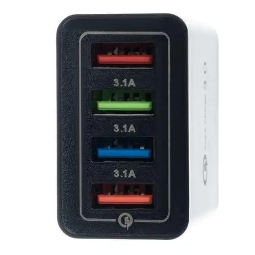2-pack Mobilladdare / Snabbladdare med 4 uttag - QC3