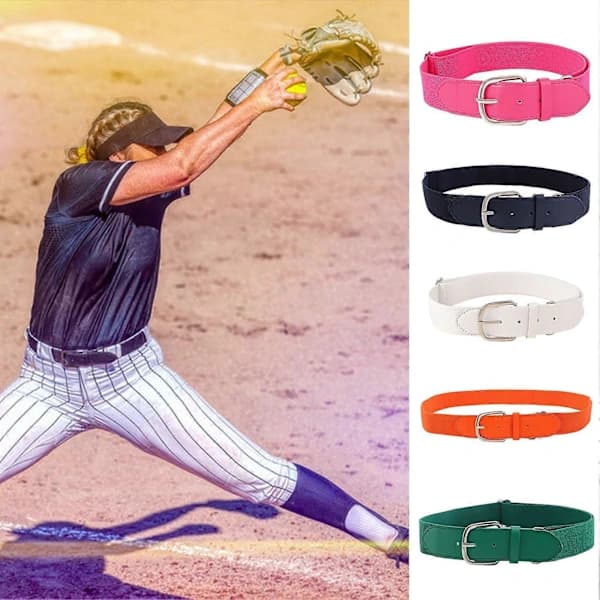 Elastiskt baseball- och softballbälte för ungdomar, justerbar längd, legeringsspänne, enfärgat PU-läderbälte Svart