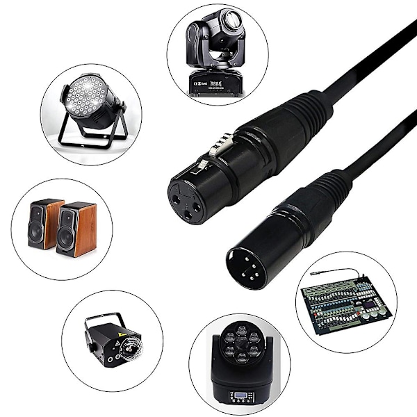 TS-Dj XLR-kabel, 3-benet hun XLR til 5-benet han XLR DMX til moving head