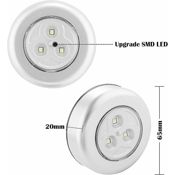 Nattlampor LED-lampa 6 st Självhäftande LED-spotlight Extra belysning för skåp Trappor Spegel Kök Vitriner Skåp Kallt ljus 25X68mm Ver