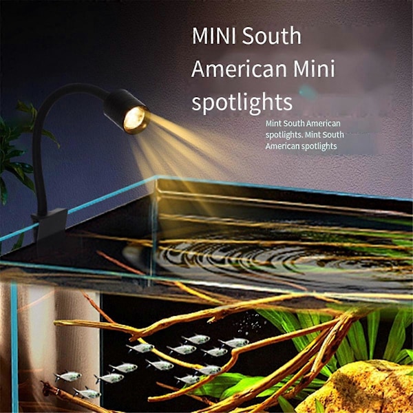 Akvarium Roterende Lille Clip Lampe USB Lampe Clip Akvarium Åben Glasbeholder Blødt Lys