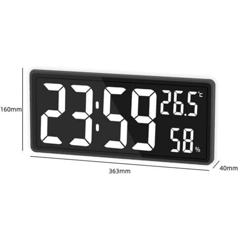 LED digital väggklocka, stor sifferdisplay, vit för inomhusbruk