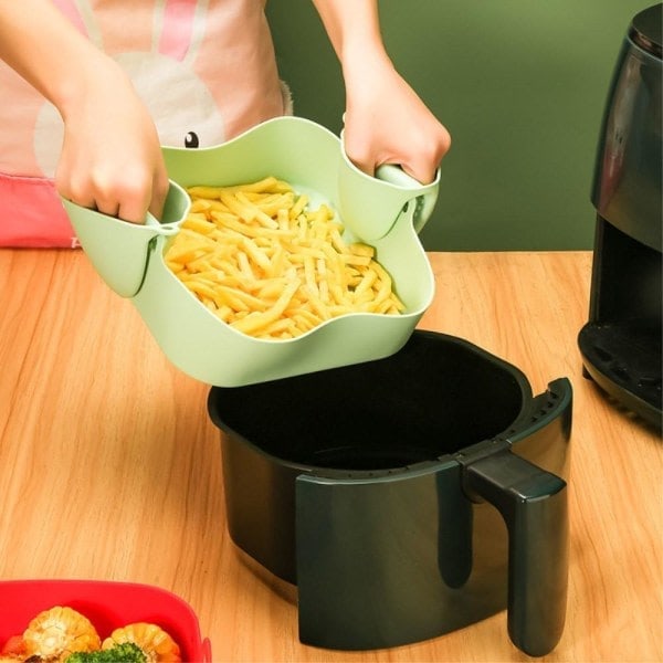 20 cm Kvadratisk Återanvändbar Silikon Air Fryer Ugn Tillbehör Grå
