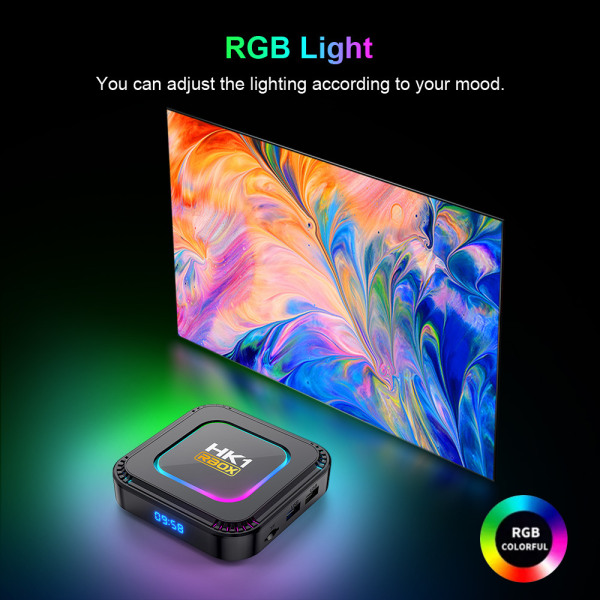 Android TV Box 13.0 4GB RAM 32GB ROM RK3528 WiFi 6 Smart TV Box RGB Light Set Top Box BT5.0 Ultra HD 1080P 4K 8K HLG Mode HDR10 EU 4GB 32GB