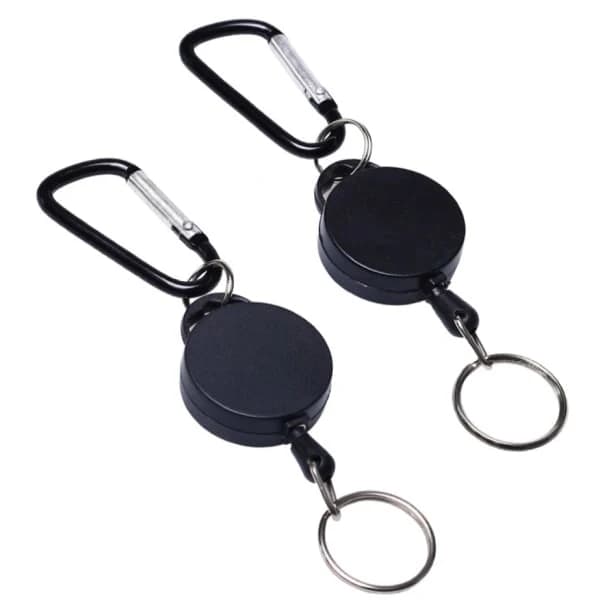 2-pack utdragbar jojo-nyckelring med karbinhake Svart Svart