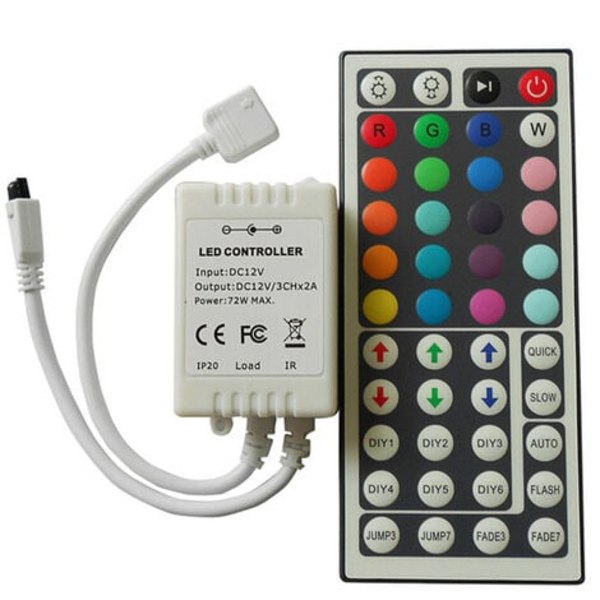 TS-44 Tastetrykk IR Fjernkontroll Trådløs Fjernkontroll, 12V 6A Kontroller for RGB LED-stripe