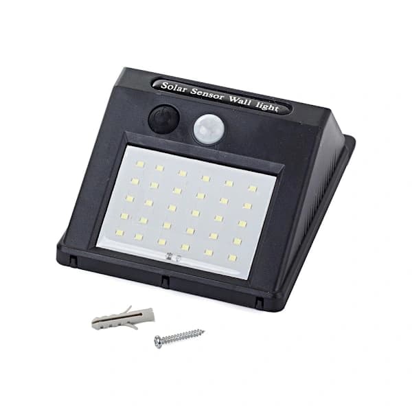 30 LED solcellelampe med bevægelsessensor og detektor, sort, 1 stk