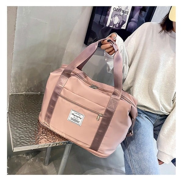 Vanntett skulderveske Weekendbag Svømming Sport Reise Gymbag Utvidbar veske Lett og enkel å bære (rosa) - Perfet