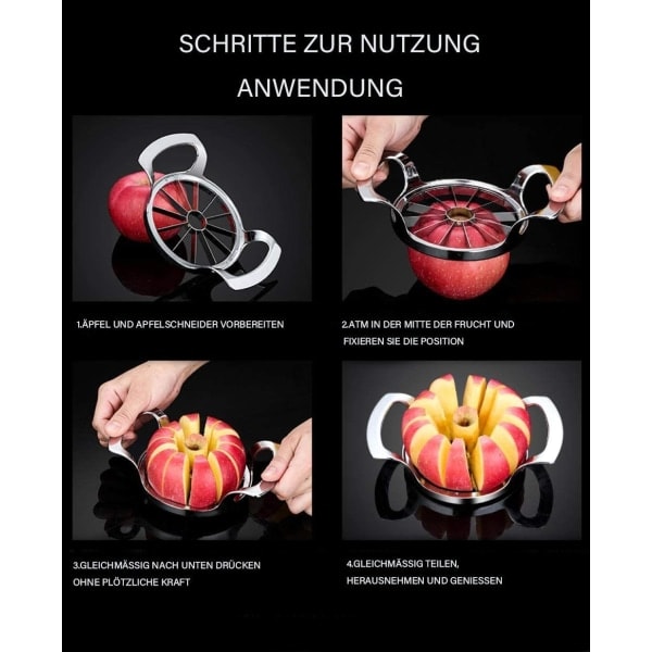Æbleskærer, rustfrit stål, kerne, rustfri, skåret frugt, 12 blade