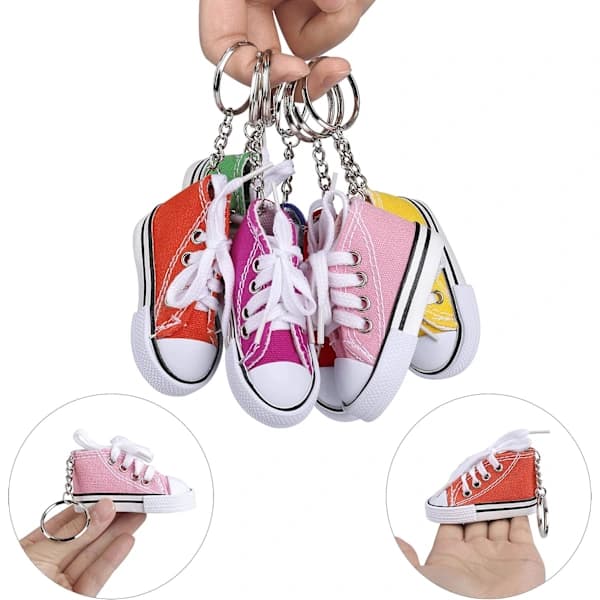 12 Nøgleringe, Mini Lærred, Sneaker Nøglering Charms