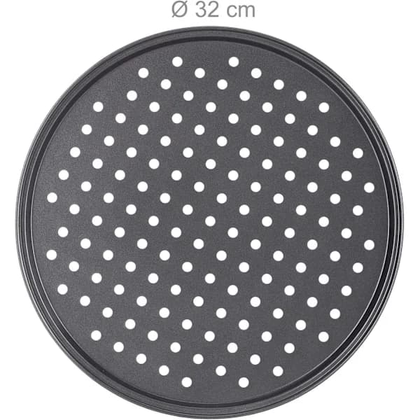 Sæt med 2 pizzabakker, runde perforerede non-stick