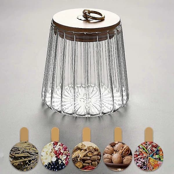 Förseglad Transparent Kryddburk i Glas med Lock, teförvaringsburk B
