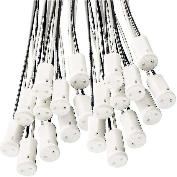 25 st G4 Lamphållare G4 Sockel Lamphållare med Keramisk Hållare för G4 LED Halogenlampa, 10cm Kabel