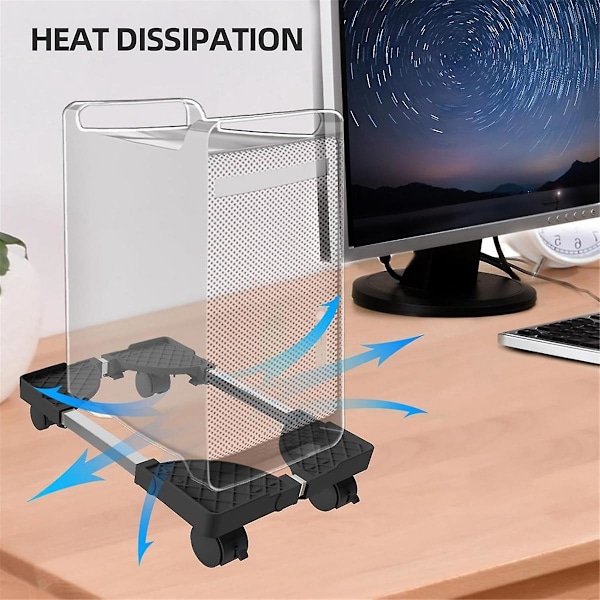 TS-Tower Stand, justerbart mobilt CPU-stativ, CPU-holder PC-tårnstand med rullende hjul, PC Fl