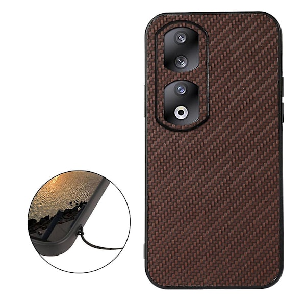 For Honor 90 Pro Drop-proof Cover Carbon Fiber Texture PU Læderbelagt TPU Telefonetui