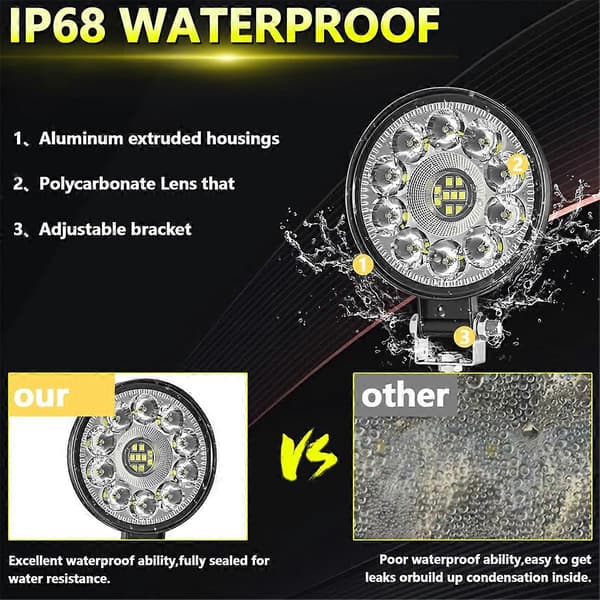 Bil LED Arbeidslampe 3 Tommer Rund LED Flomlys Ekstralys