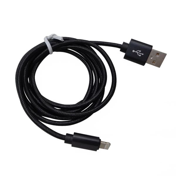 TS-Flettet datakabel til iPhone 2 m - Sort