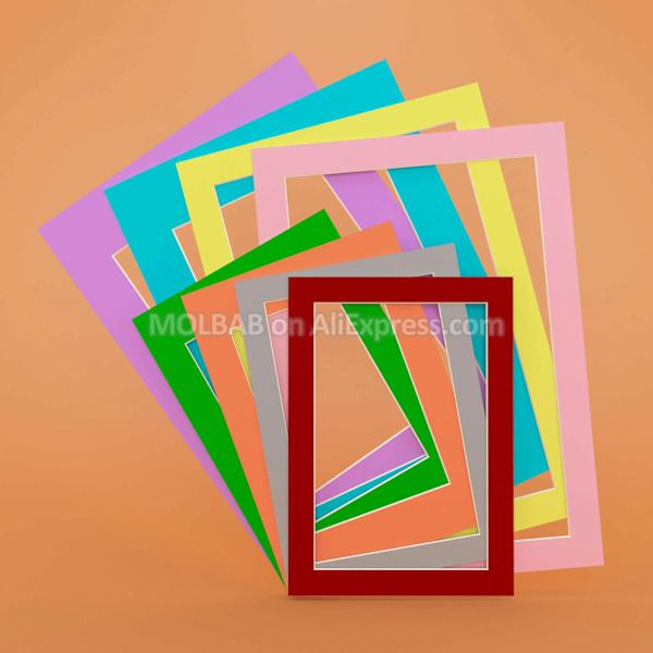 A3A4A5 Po Måtter Mørkerød/Grå/Orange/Grøn/Pink/Gul/Blå/Lilla Papirmonteringer Til Billedramme Passepartout 12 STK/Lot 210611