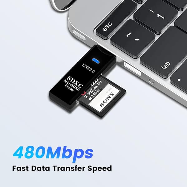 2 st USB2.0 SD/TF-kortläsare, USB 2.0 480 Mbps dubbelplats OTG-minneskortadapter för TF/Micro SD/SD/SDXC/Micro SDXC/Micro SDHC-minneskort
