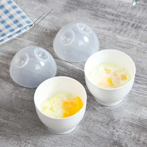 2-pakke Mikrobølgeovn Eggkoker Mini e Steam Eggkopp Dampet Verktøy