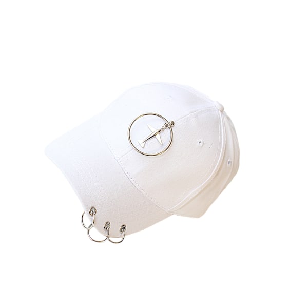 Baseballcaps i Hip Hop-stil i bomull med ring-baseballdekor White