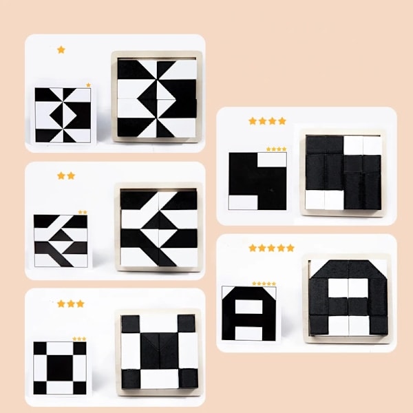 Högkvalitativt Montessori Geometriskt Form Pussel Byggklossar Trä 3D Pussel Barn Utbildning Logiskt Tänkande Träning Spel{HH}