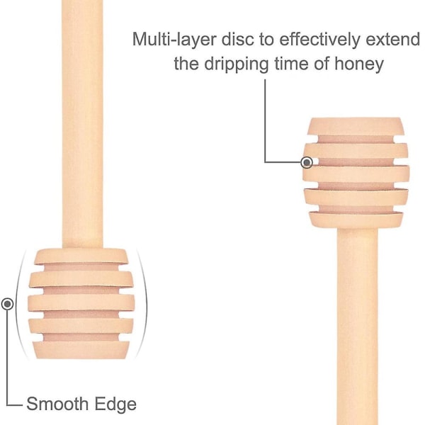 3 Mini Honey Dipper Sticks av trä - 100 st, träfärg